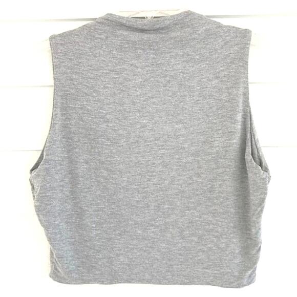 Naked Wardrobe NEW Heathered Grey Mock Neck Sleeveless Stretchy Cropped Top 2X - Picture 3 of 5